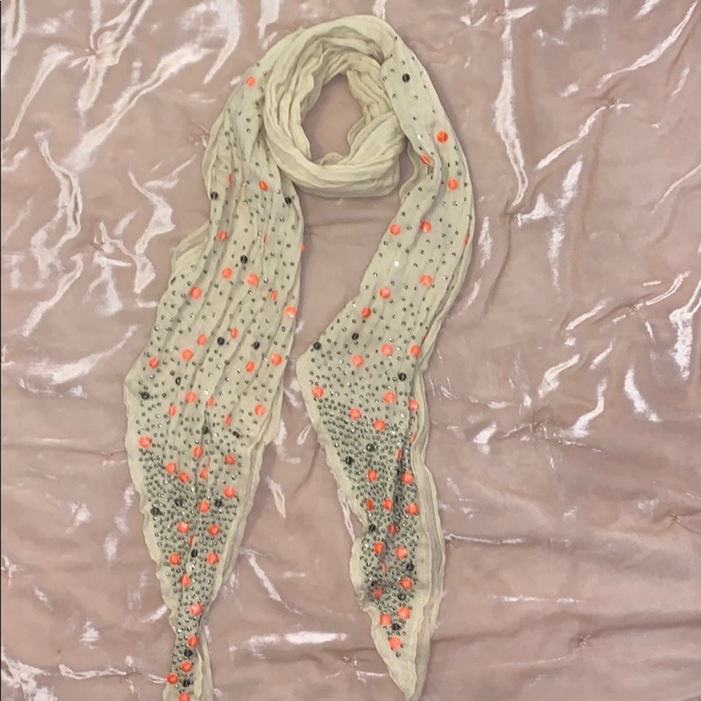 Free People Tan Jewel Beaded Scarf